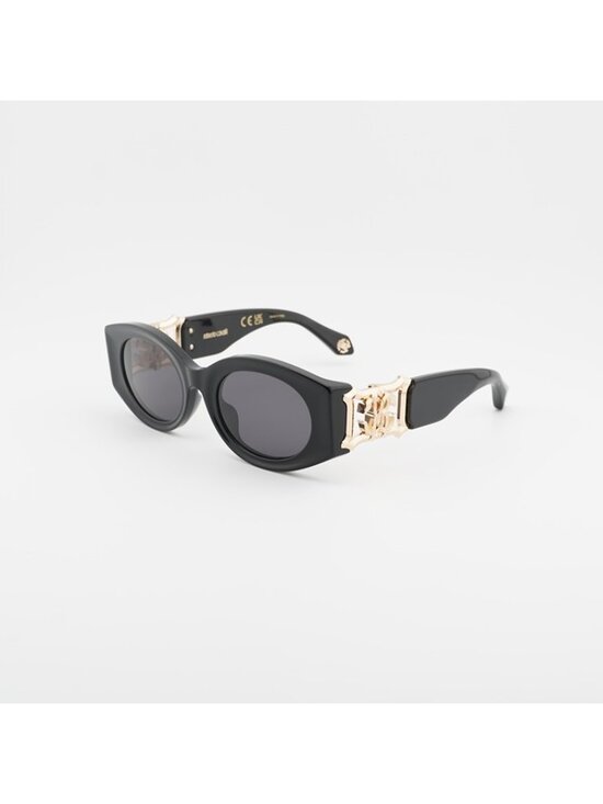 Roberto Cavalli SRC064 0700 Sunglasses Black Oval Frame, Grey Lenses main image 8